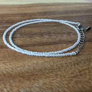 Beaded choker mini beads gemstone necklace bracelet white NWT